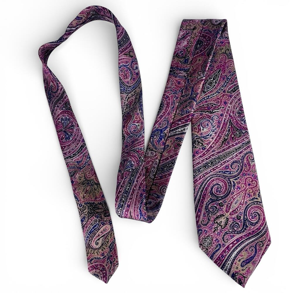 Vintage Christian Dior Paisley 100% Silk Tie Made in USA Italian Fabric 55x3.25